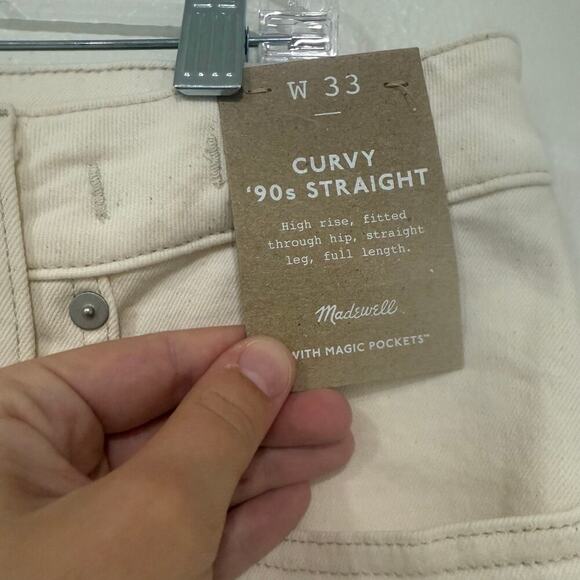 NWT Madewell The Curvy ‘90s Straight Jean Vintage Canvas Cream Size 33 - Picture 7 of 9